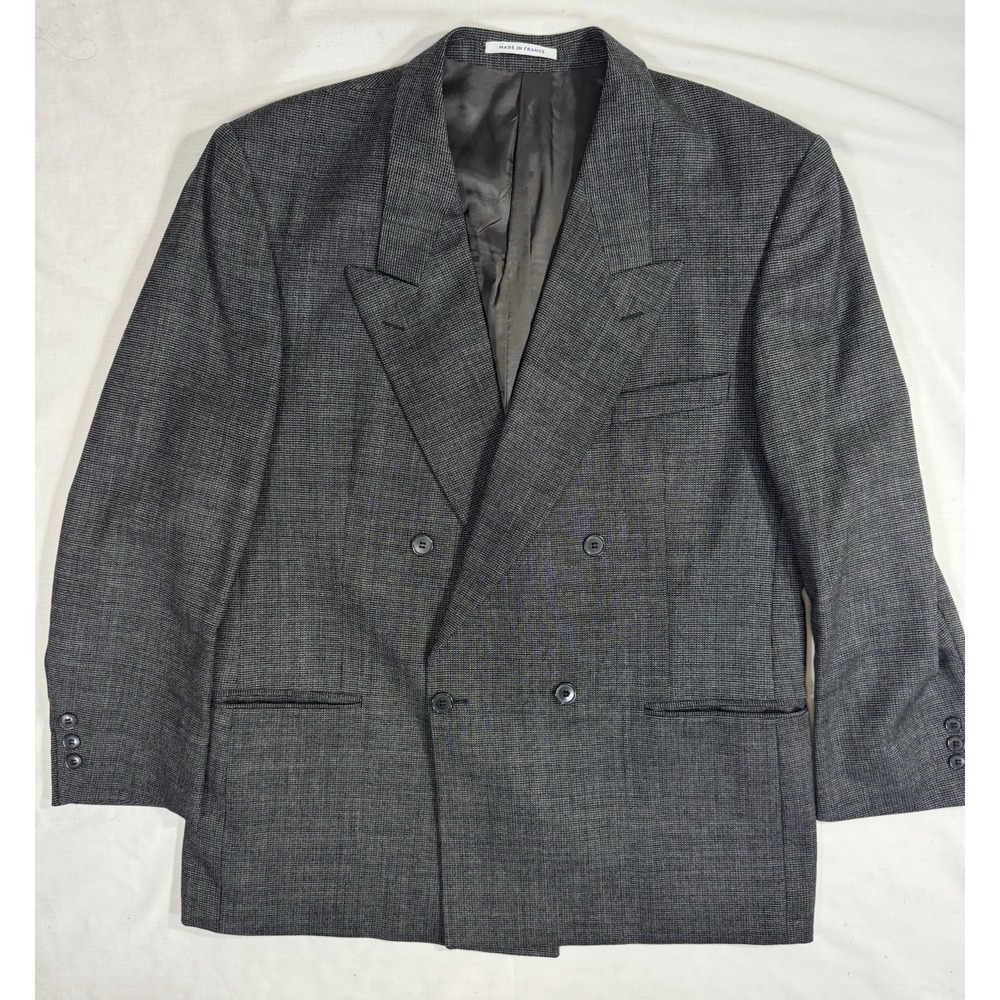 Yves Saint Laurent Made in France Vintage Double Breasted Wool Suit Jacket 43 R